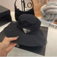 Low Price Prada Canvas Wide Brim Bucket Hat PR08231 Black 2023