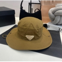 Buy Fashionable Prada Canvas Wide Brim Bucket Hat PR08231 Khaki 2023