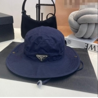 Most Popular Prada Canvas Wide Brim Bucket Hat PR08231 Navy Blue 2023