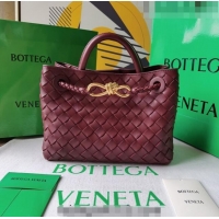 Good Looking Bottega Veneta Small Andiamo Top Handle Bag in Intrecciato Leather 743568 Burgundy 2023