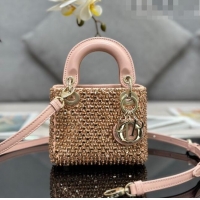 Super Quality Dior Lady Dior Micro Bag with Beads abd Sequins 0817 Nude Pink 2023