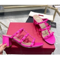 Sophisticated Valentino Rockstud Patent Leather Heel Slide Sandals 6cm All PP Pink 613182