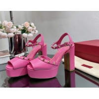 Shop Duplicate Valentino Roman Stud Platform Sandals 10.5cm Dark Pink 613195