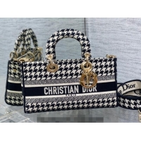 Grade Design Dior Medium Lady D-Joy Bag in Black and White Houndtooth Embroidery CD4059 2023