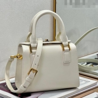 Inexpensive Dior Small Boston Bag in Box Calfskin CD4063 White 2023