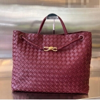 Inexpensive Bottega Veneta Large Andiamo Top Handle Bag in Intrecciato Leather 743575 Barolo Red 2023