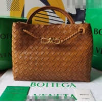 Super Quality Bottega Veneta Medium Andiamo Top Handle Bag in Intrecciato Leather 743572 Camel Brown 2023