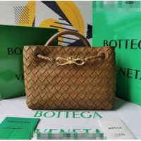 New Design Bottega Veneta Small Andiamo Top Handle Bag in Intrecciato Leather 743568 Acorn Brown 2023