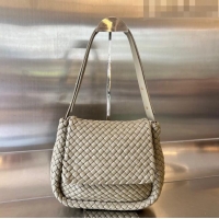 Super Quality Bottega Veneta Cobble Small Shoulder Bag in Intreccio Leather 709418 Taupe Grey 2023