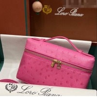 Inexpensive Loro Piana Extra Pocket L19 Pouch in Ostrich Pattern Calfskin LP5435 Rosy/Gold 2023