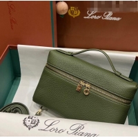 Luxurious Loro Piana Extra Pocket L19 Pouch in Calfskin LP5437 Green/Gold 2023