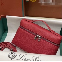 Pretty Style Loro Piana Extra Pocket L19 Pouch in Calfskin LP5437 Deep Red/Silver 2023