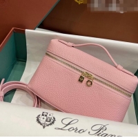 Inexpensive Loro Piana Extra Pocket L19 Pouch in Calfskin LP5437 Pink/Gold 2023