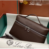 Hot Style Loro Piana Extra Pocket L19 Pouch in Calfskin LP5437 Chocolate/Silver 2023