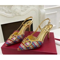 Cheap Price Valentino VLogo Signature Slingback Pumps 7.5cm in Woven Nappa Leather Multicolor 626031