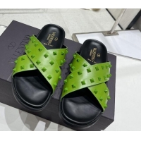 Purchase Valentino Roman Stud Turtle Rubger Slide Sandals Green 712049