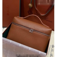 Traditional Specials Loro Piana Extra Pocket Pouch L27 in Calfskin LP5441 Brown/Silver 2023