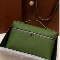 Best Quality Loro Piana Extra Pocket Pouch L27 in Calfskin LP5448 Green 2/Silver 2023