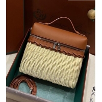 Promotional Loro Piana Extra Pocket Pouch L19 in Wicker and Leather LP5452 Tan Brown 2023