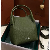 Generous Loro Piana Micro Bale Bucket Bag in Grained Calfskin LP5454 Green 2 2023