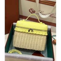 Best Quality Loro Piana Extra Pocket Pouch L19 in Wicker and Crocodile Embossed Calfskin LP5457 Yellow 2023