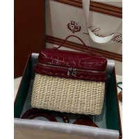 Pretty Style Loro Piana Extra Pocket Pouch L19 in Wicker and Crocodile Embossed Calfskin LP5457 Burgundy 2023