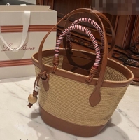 Low Price Loro Piana Eolian Small Braided Tote Bag LP5458 Brown/Khaki 2023