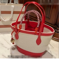 Trendy Design Loro Piana Eolian Small Braided Tote Bag LP5458 Red/Beige 2023