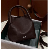 Hot Sell Cheap Loro Piana Micro Bale Bucket Bag in Grained Calfskin LP5459 Dark Brown 2023