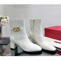 Good Product Valentino VLogo Calfskin Low-Heel Ankle Boots 7.5cm VL08141 White