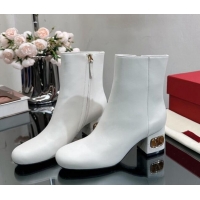 Charming Valentino VLogo Heritage Heel Ankle Boots 6cm in Calfskin White 814130