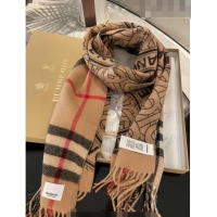 Super Quality Burberry TB Check Cashmere Long Scarf 32x192cm BR082203 Camel 2023