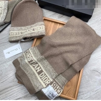 Trendy Design Dior Knit Hat and Scarf Set D092370 Khaki 2022