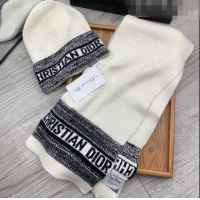 Traditional Specials Dior Knit Hat and Scarf Set D092370 White 2022