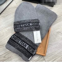 Trendy Design Dior Knit Hat and Scarf Set D092370 Grey 2022