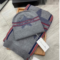 Inexpensive Dior Star Wool Knit Hat and Scarf Set D092376 Grey 2022