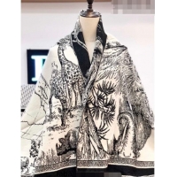 Reasonable Price Dior Around The World Wool Shawl Scarf 140x170cm 5066 White/Black 2023