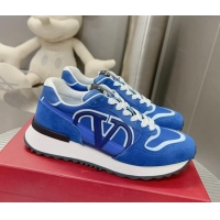 Duplicate Valentino Vlogo Pace Low-top Sneakers in Suede and Fabric VLTN08281 Blue