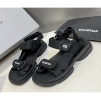 Stylish Balenciaga Tourist Strap Sandals 524018 Black