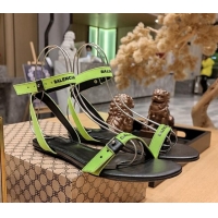 Sophisticated Balenciaga Afterhour Flat Sandal in Smooth Calfskin Neon Green 524029