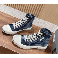 Best Product Balenciaga Paris High-top Sneakers in Destroyed Denim Blue 0524041