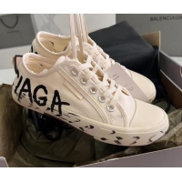 Luxury Cheap Balenciaga Paris Low-top Graffiti Sneakers Destroyed Canvas White 524046