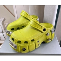 Luxurious Balenciaga HardCrocs Rubber Platform Mules Green 619008