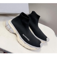 Good Product Balenciaga 3XL Knit Ankle Boots Black/White/Light Grey 0809008