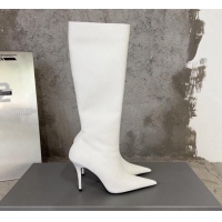 Super Quality Balenciaga Knife Calfskin High Boots 10cm White BE0814 814084