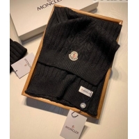 Low Cost Moncler Knit Hat and Scarf Set M0923 Black 2022