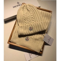 Inexpensive Moncler Knit Hat and Scarf Set M0923 Beige 2022