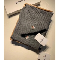 Good Product Moncler Knit Hat and Scarf Set M0923 Dark Grey 2022