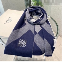 New Fashion Loewe Cashmere Knit Scarf 32x180cm 0104 Blue 2022