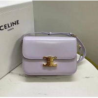 Buy Discount Celine TEEN TRIOMPHE BAG IN SHINY Original CALFSKIN MINERAL 188423 Light Purple